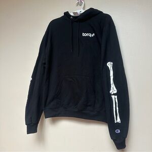 Champion Hoodie Torq Graphic Black Skeleton Sleeve Size Medium